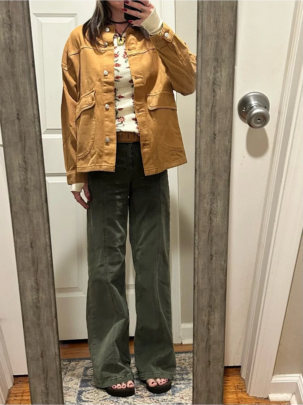 NEW Free People We The Free Oversized Lemon Denim Jacket in Meerkat